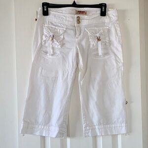 XOXO White Women's Bermudas with Button Detail
